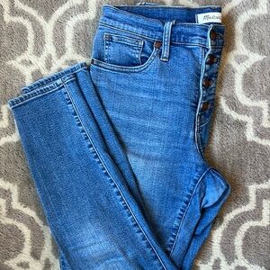 Madewell mid rise skinny crop button fly jeans